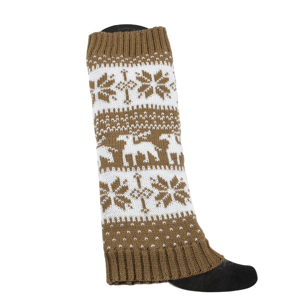 Knit Thicken Boot Socks Thermal Wool Knitted Deer Pattern Female Leg Warmer